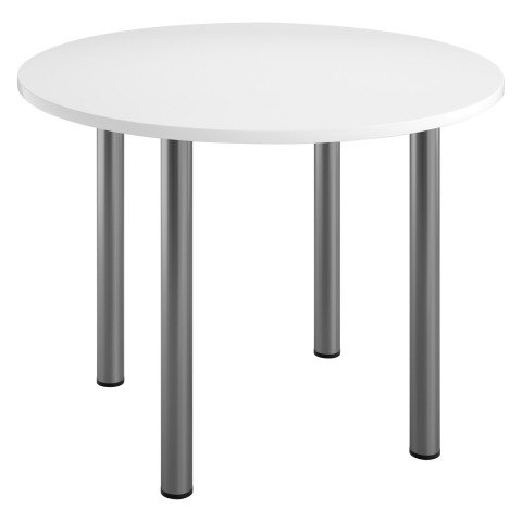 Mesa redonda Excellens Ø 100 cm blanca 4 patas metal aluminio