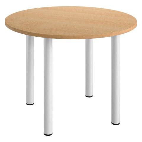 Mesa redonda Excellens Ø 100 cm haya 4 patas metal blanco