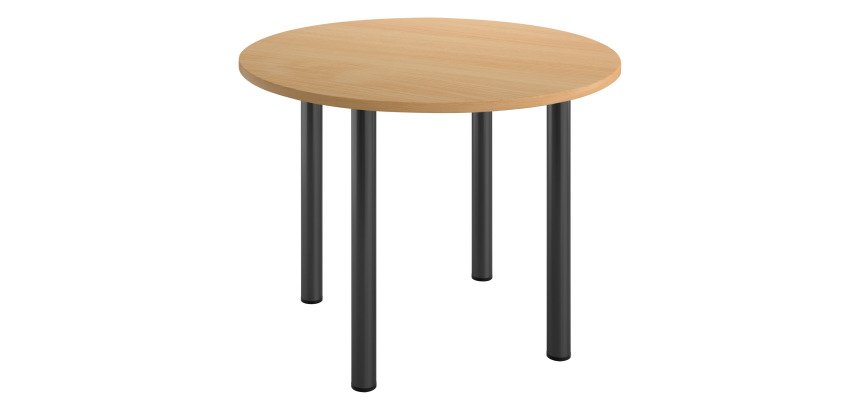 Table ronde 100 cm plateau hêtre piètement métal Essens