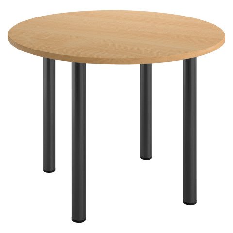 Mesa redonda Excellens Ø 100 cm haya 4 patas metal antracita