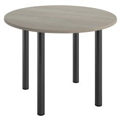 Table ronde 100 cm plateau chêne gris piètement métal Essens