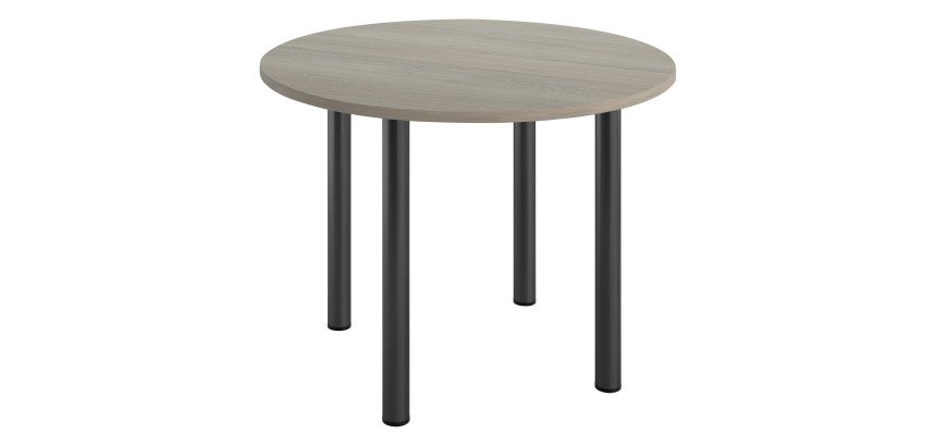 Mesa redonda Excellens Ø 100 cm roble gris 4 patas metal