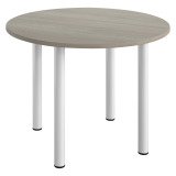 Table ronde 100 cm plateau chêne gris piètement métal Essens