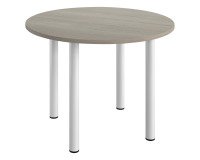 Mesa redonda Excellens Ø 100 cm roble gris 4 patas metal blancas