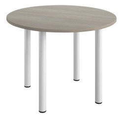 Table ronde 100 cm plateau chêne gris piètement métal Essens