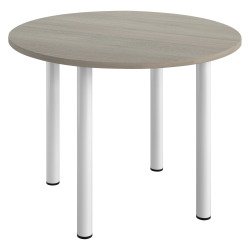 Table ronde 100 cm plateau chêne gris piètement métal Essens
