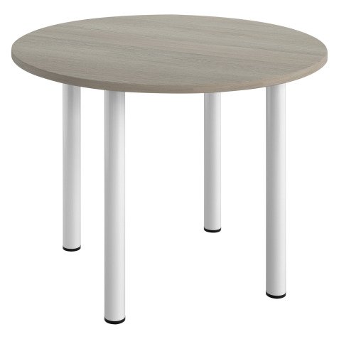 Table ronde 100 cm plateau chêne gris piètement métal Essens