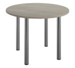 Table ronde 100 cm plateau chêne gris piètement métal Essens