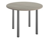 Mesa redonda Excellens Ø 100 cm roble gris 4 patas metal aluminio
