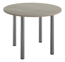 Table ronde 100 cm plateau chêne gris piètement métal Essens