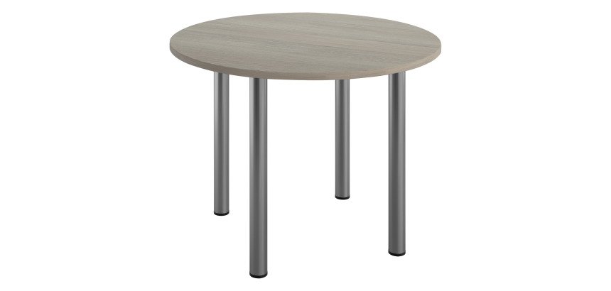 Table ronde 100 cm plateau chêne gris piètement métal Essens