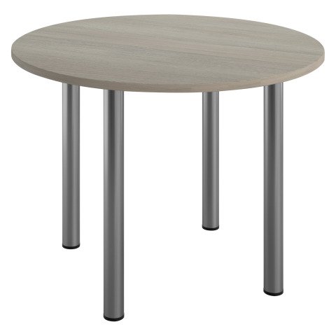 Mesa redonda Excellens Ø 100 cm roble gris 4 patas metal aluminio