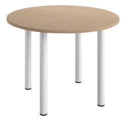 Table ronde 100 cm plateau chêne clair piètement métal Essens