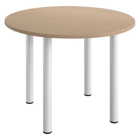 Mesa redonda Excellens Ø 100 cm roble claro 4 patas metal blancas