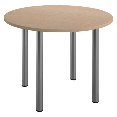 Mesa redonda Excellens Ø 100 cm roble claro 4 patas metal aluminio