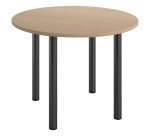 Table ronde 100 cm plateau chêne clair piètement métal Essens
