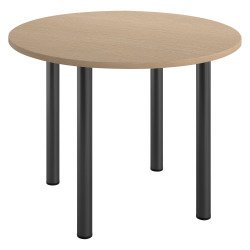 Table ronde 100 cm plateau chêne clair piètement métal Essens