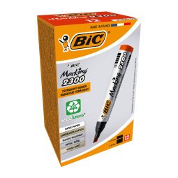 BIC Marking 2300 Permanent Marker Medium Chisel 3.7 mm - 5.5 mm Black Pack of 12