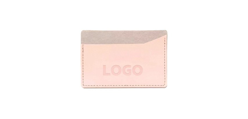 Advertising cardholder in recycled leather - marking by embossing