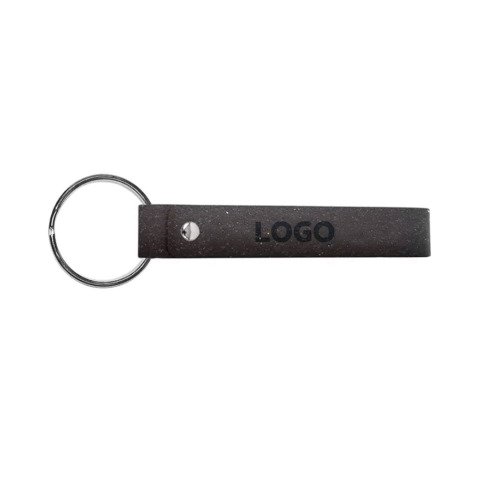 Promotional keychain with carabiner in recycled leather - marking by embossing