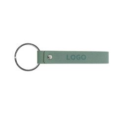 Promotional keychain with carabiner in recycled leather - marking by embossing