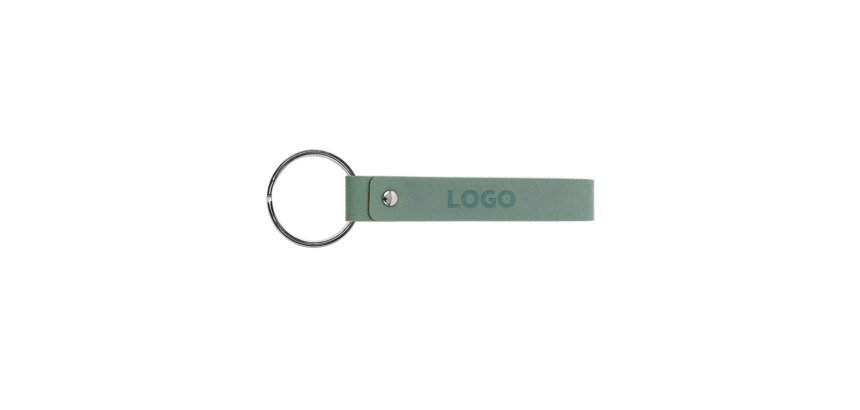 Promotional keychain with carabiner in recycled leather - marking by embossing