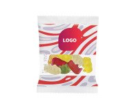 Snoep Mini Haribo Gummy Bears goud - doos met 100 promotionele zakjes van 10 g - veelkleurige markering
