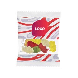 Bonbons Mini oursons d’or Haribo – boîte de 100 sachets publicitaires de 10 g – marquage multicolore