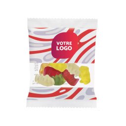 Bonbons Mini oursons d’or Haribo – boîte de 100 sachets publicitaires de 10 g – marquage multicolore