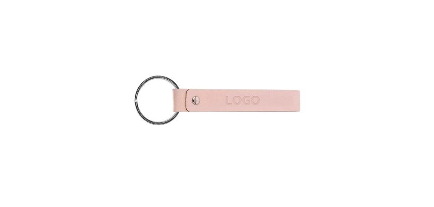 Porte-clés publicitaire avec mousqueton en cuir recyclé – marquage par embossage
