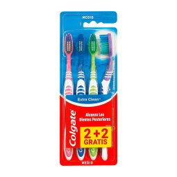 Cepillo dental dureza media Colgate Extra Clean - pack de 2+2