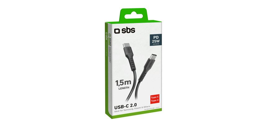 SBS Cavo dati 1.5 m - Connettori USB-C - Nero