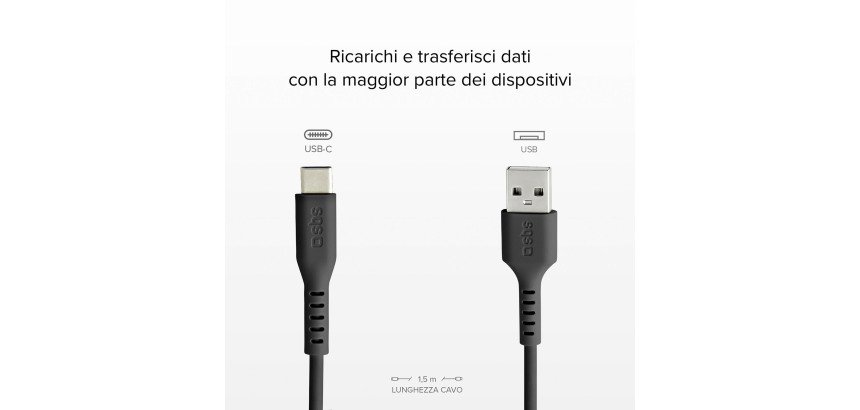 SBS Cavo dati USB 2.0 - Type-C - Nero