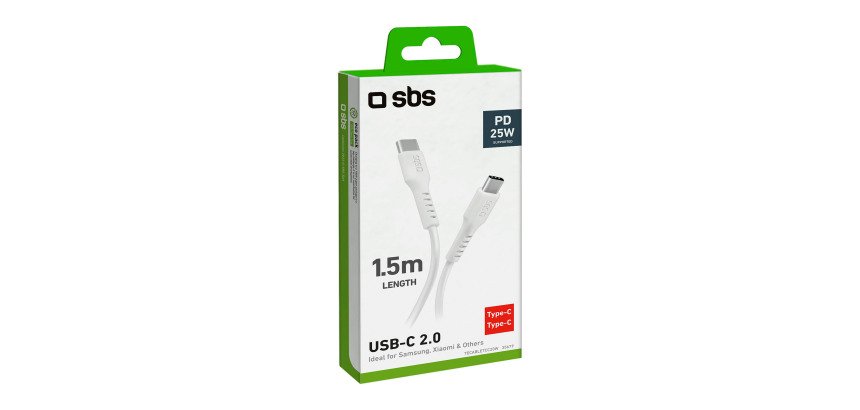SBS Cavo dati 1.5 m - Connettori USB-C - Bianco