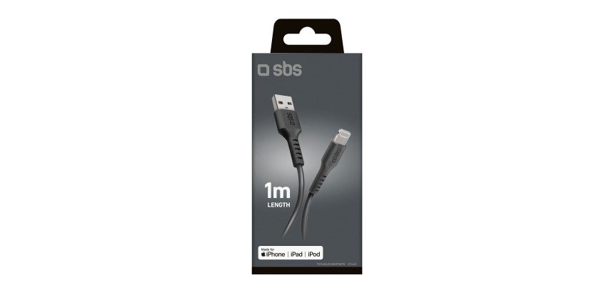 SBS Cavo dati e ricarica USB - Lightning - Nero - 1 metro