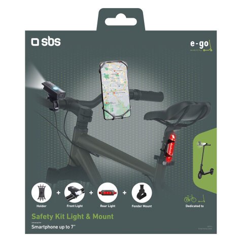 SBS Kit luci e supporto per smartphone da manubrio