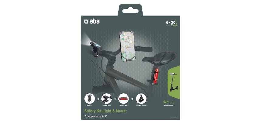 SBS Kit luci e supporto per smartphone da manubrio
