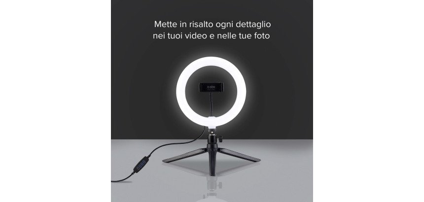SBS Anello LED con treppiede per video e foto