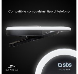 SBS Anello LED universale con clip per video e foto