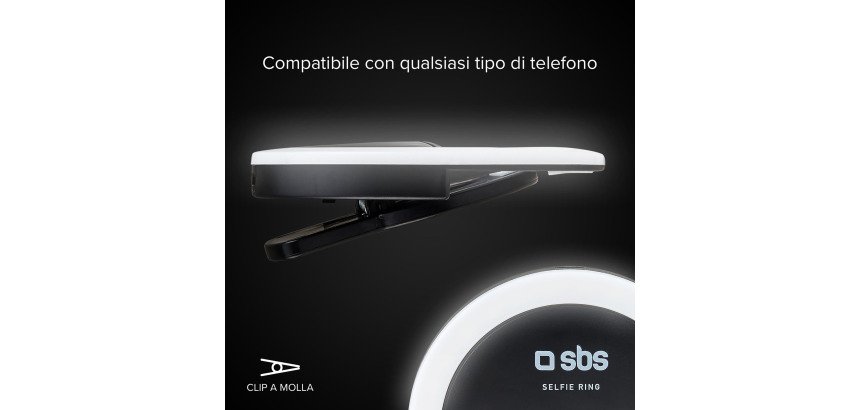 SBS Anello LED universale con clip per video e foto