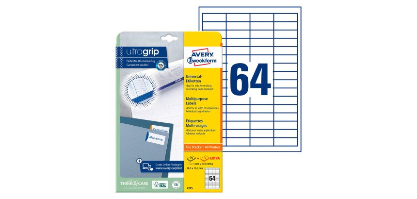 Étiquette universelle, 48,5 x 16,9 mm, blanc