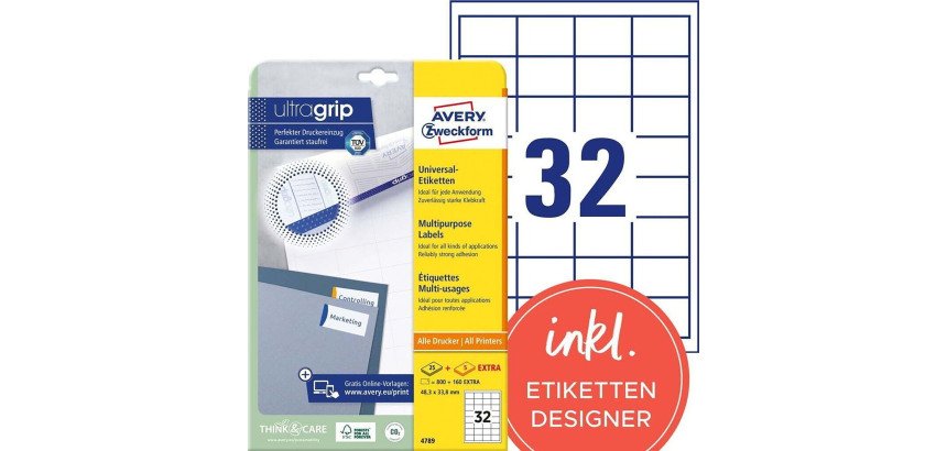 Étiquette universelle, 48,3 x 33,8 mm, blanc