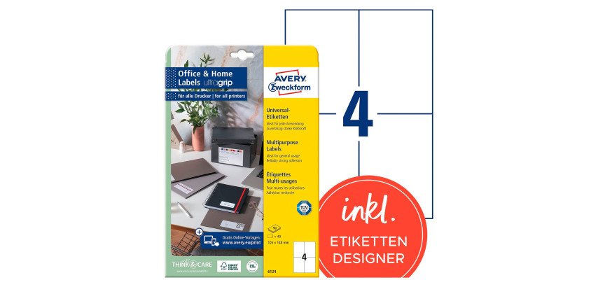 Etiquette universelle 105 x 148 mm Office&Home - Boîte de 40