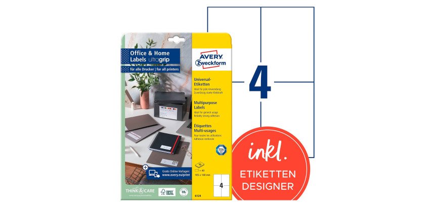 Etiquette universelle 105 x 148 mm Office&Home - Boîte de 40