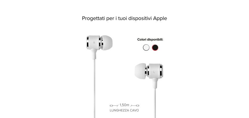 SBS Auricolari in-ear con filo stereo e connettore Lightning Made For Apple