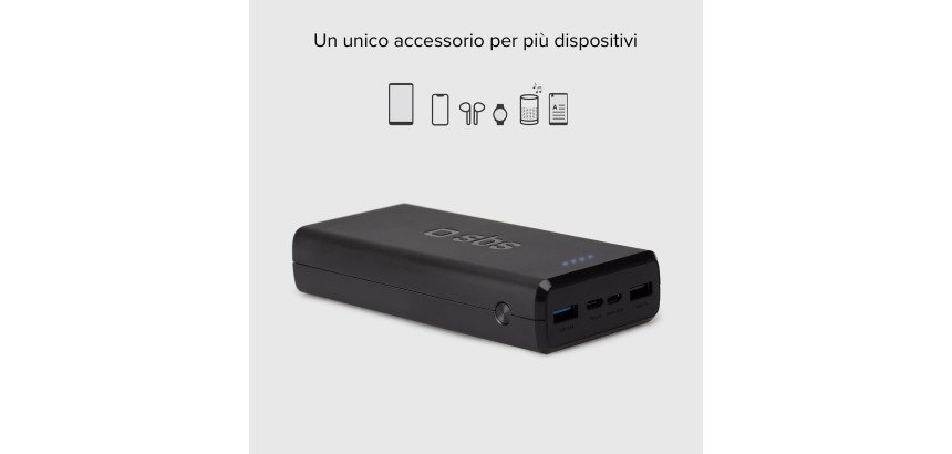 SBS Powerbank 20.000 mAh extra slim con porta USB 2.1A Intelligent Charge (IC)