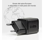 SBS Caricatore caricabatterie ultrarapido GaN da 20 Watt Power Delivery - Nero