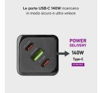 SBS Caricatore caricabatterie GaN da 140 Watt con Power Delivery (PD)