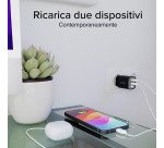 SBS Caricabatterie da muro con schermo LCD, 1 uscita USB-C PD 30W, 1 uscita USB-A 18W