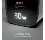 SBS Caricabatterie da muro con schermo LCD, 1 uscita USB-C PD 30W, 1 uscita USB-A 18W